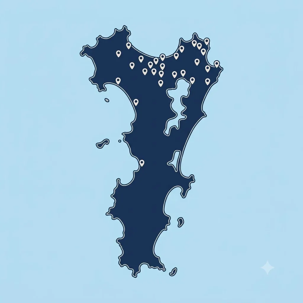 Mapa das regiões de Florianópolis atendidas pela JP Serviços
